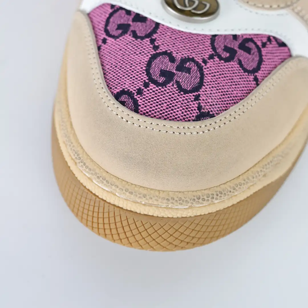 Gucci Screener Pink Distressed Sneakers - Image 5
