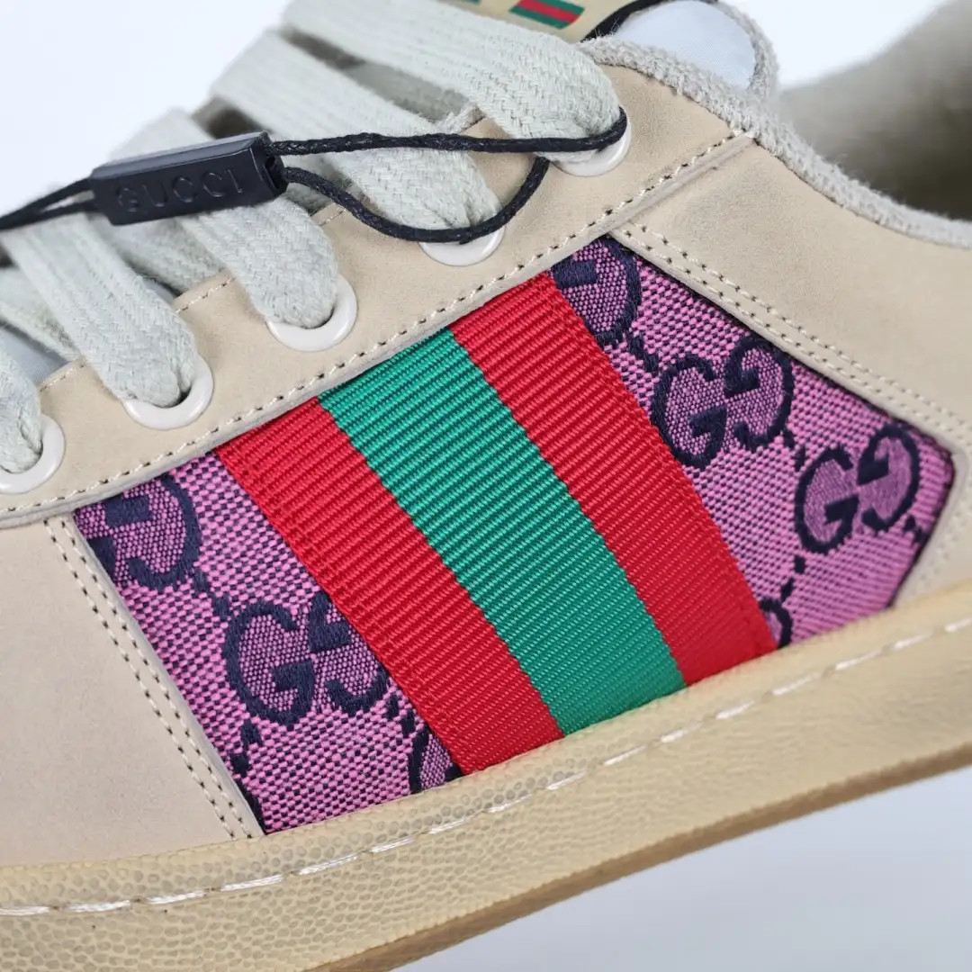 Gucci Screener Pink Distressed Sneakers - Image 7