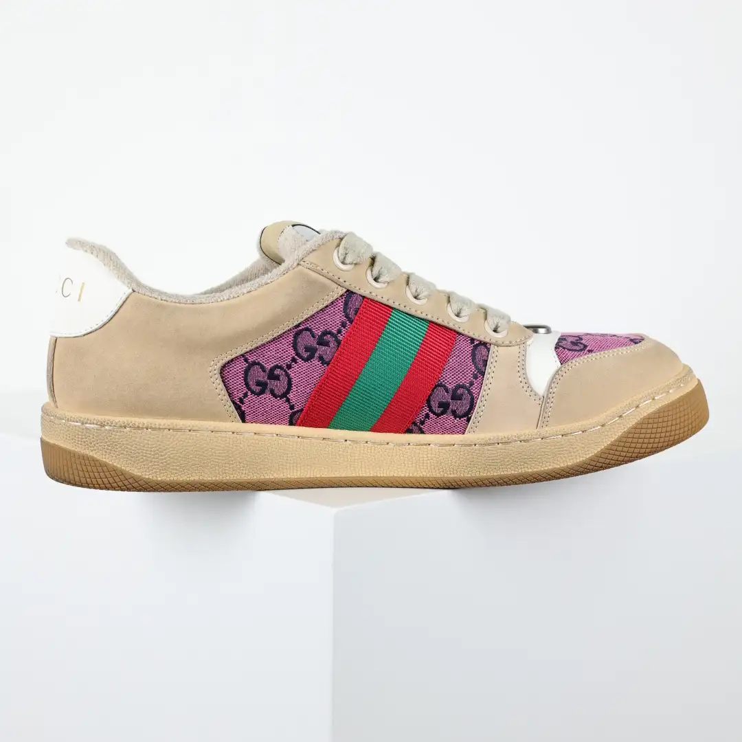 Gucci Screener Pink Distressed Sneakers - Image 1