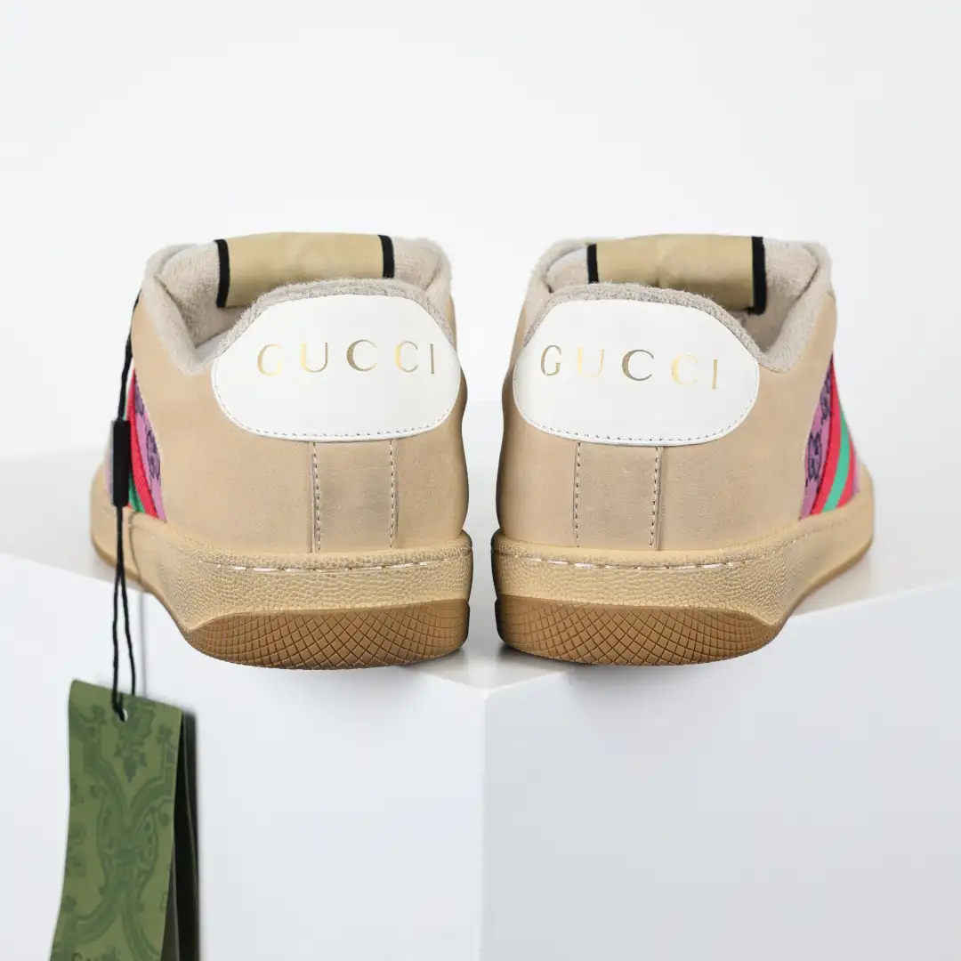 Gucci Screener Pink Distressed Sneakers - Image 8
