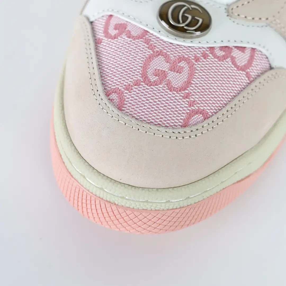 Gucci Screener Pink/Beige Distressed Sneakers - Image 6