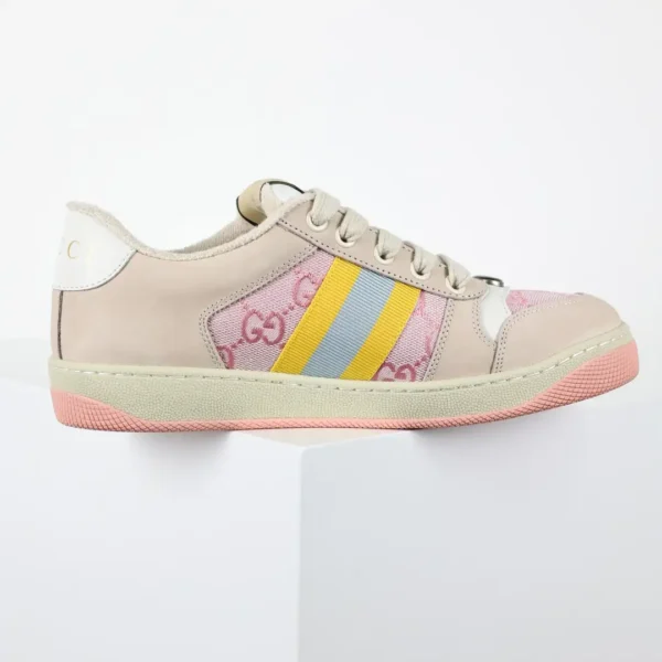 Gucci Screener Pink/Beige Distressed Sneakers