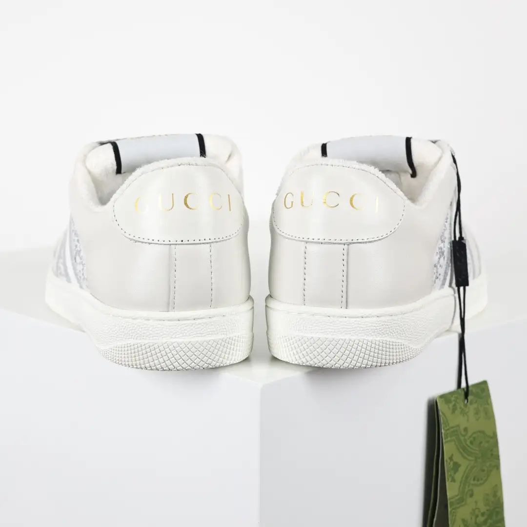 Gucci Screener White Rhinestone Distressed Sneakers - Image 9