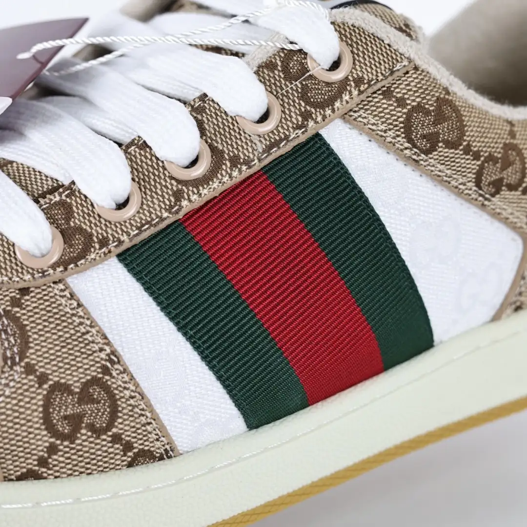 Gucci Screener Monogram Purple Heel Distressed Sneakers - Image 7