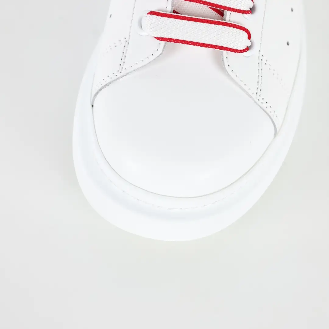 Alexander McQueen White/Red Striped Lace Sneakers - Image 6