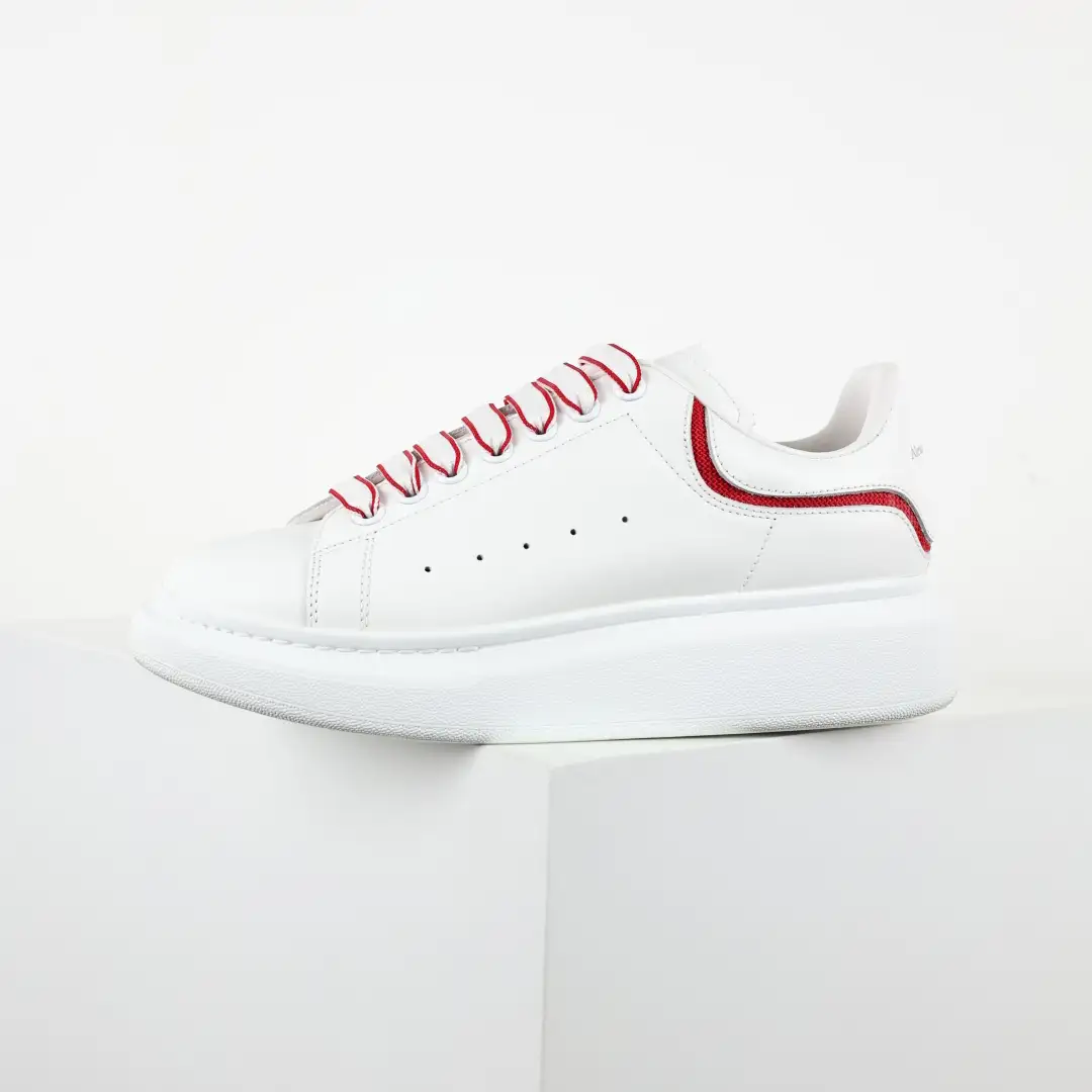 Alexander McQueen White/Red Striped Lace Sneakers - Image 9