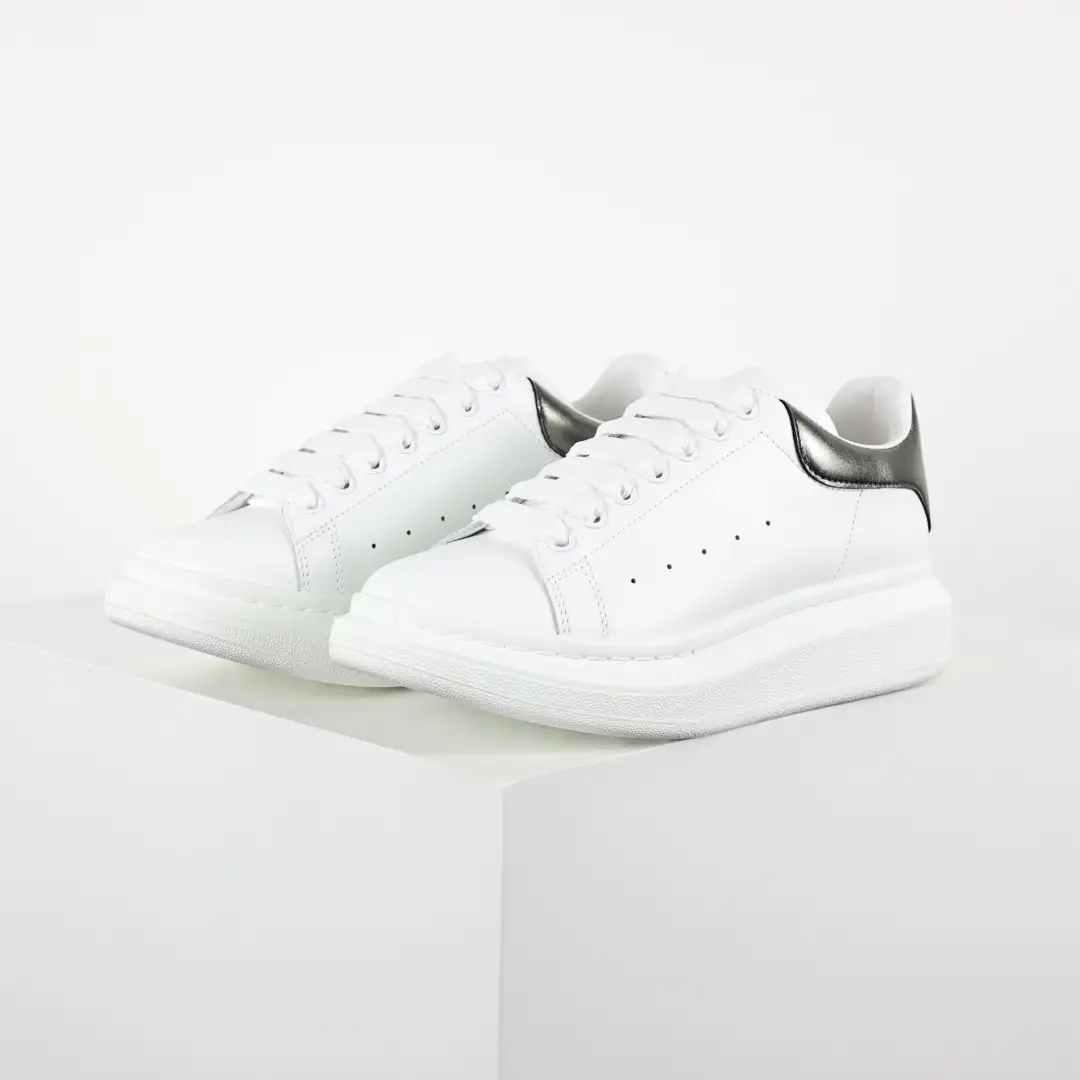Alexander McQueen White/Silver Heel Sneakers - Image 2
