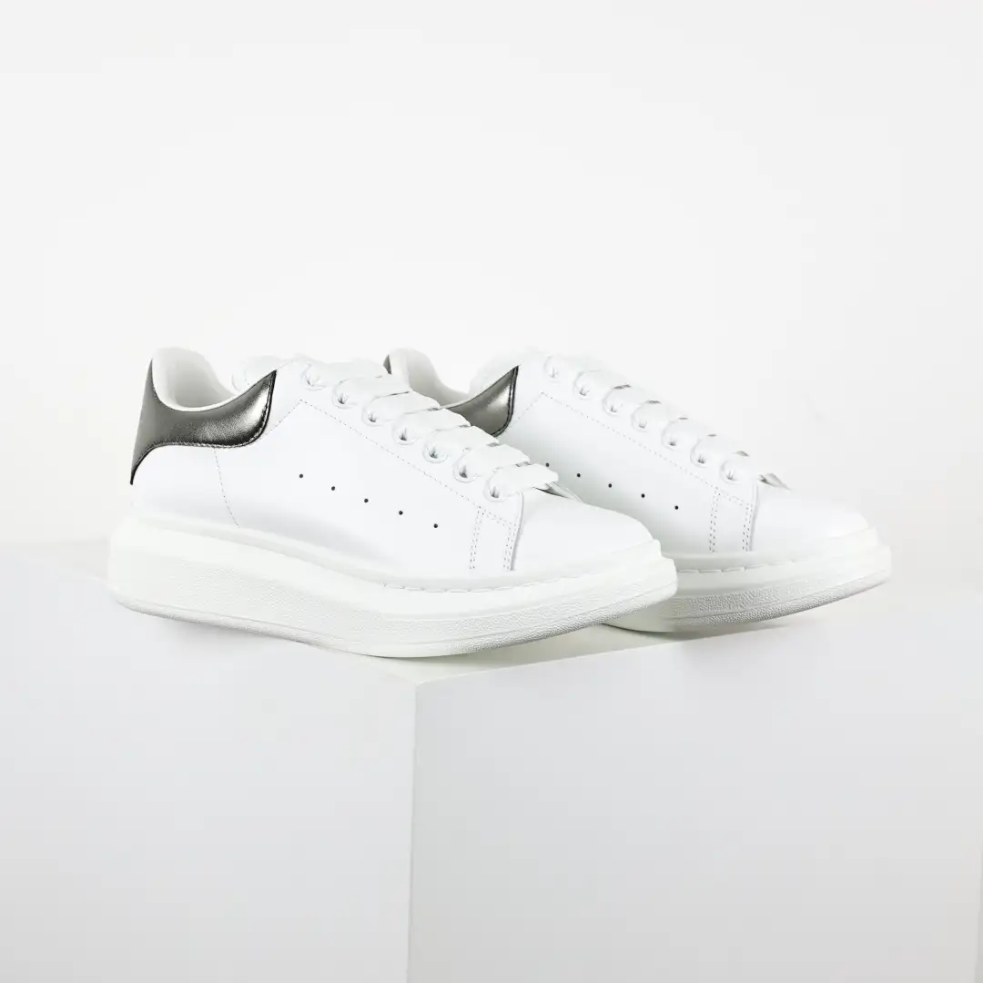 Alexander McQueen White/Silver Heel Sneakers - Image 8