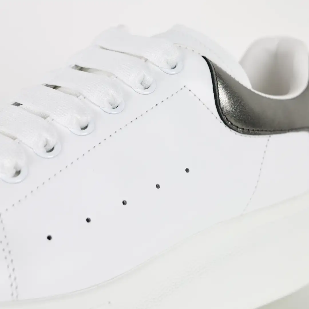 Alexander McQueen White/Silver Heel Sneakers - Image 9