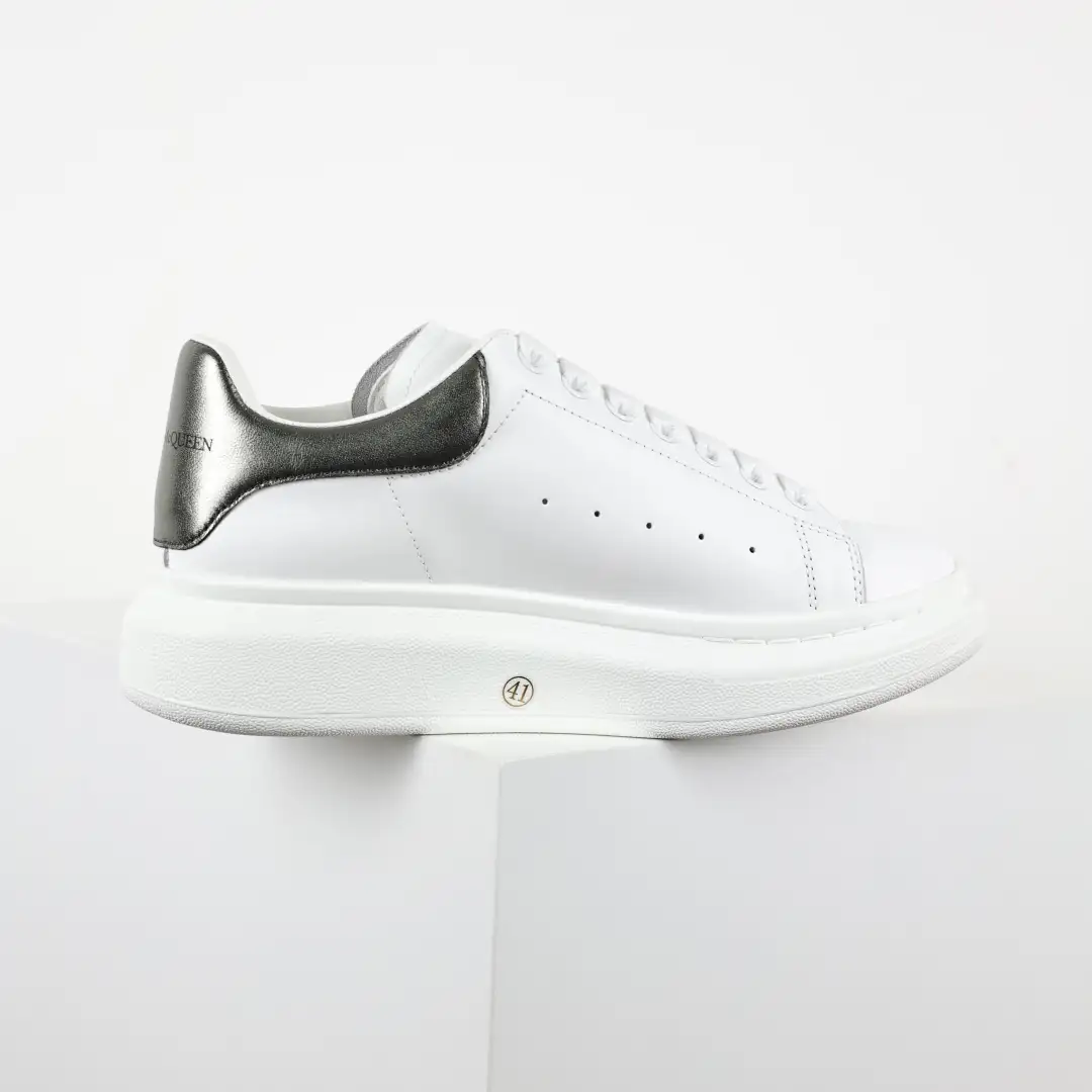 Alexander McQueen White/Silver Heel Sneakers - Image 1