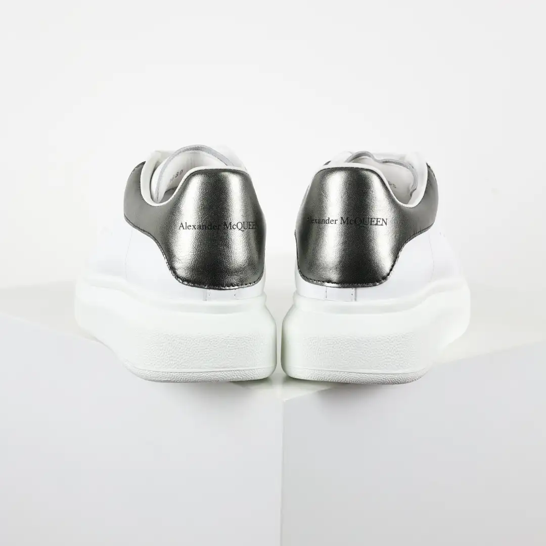 Alexander McQueen White/Silver Heel Sneakers - Image 5