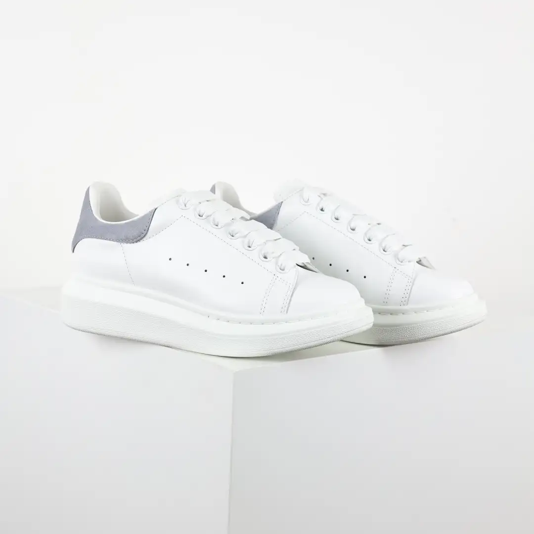 Alexander McQueen White/Grey Suede Heel Sneakers - Image 8