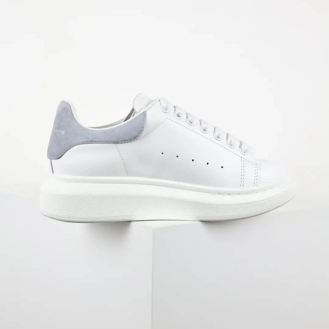 Alexander McQueen White/Grey Suede Heel Sneakers - Image 1