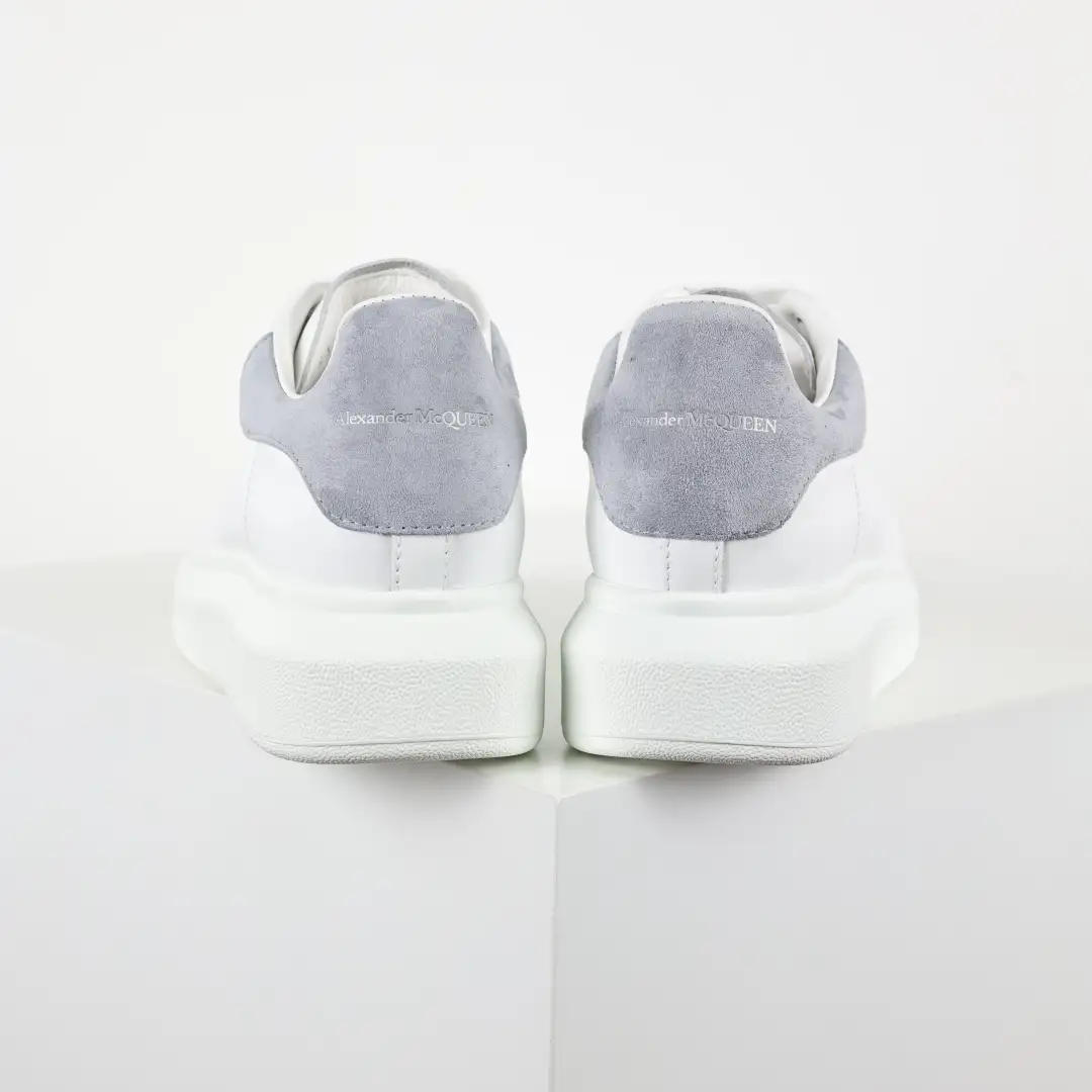 Alexander McQueen White/Grey Suede Heel Sneakers - Image 9