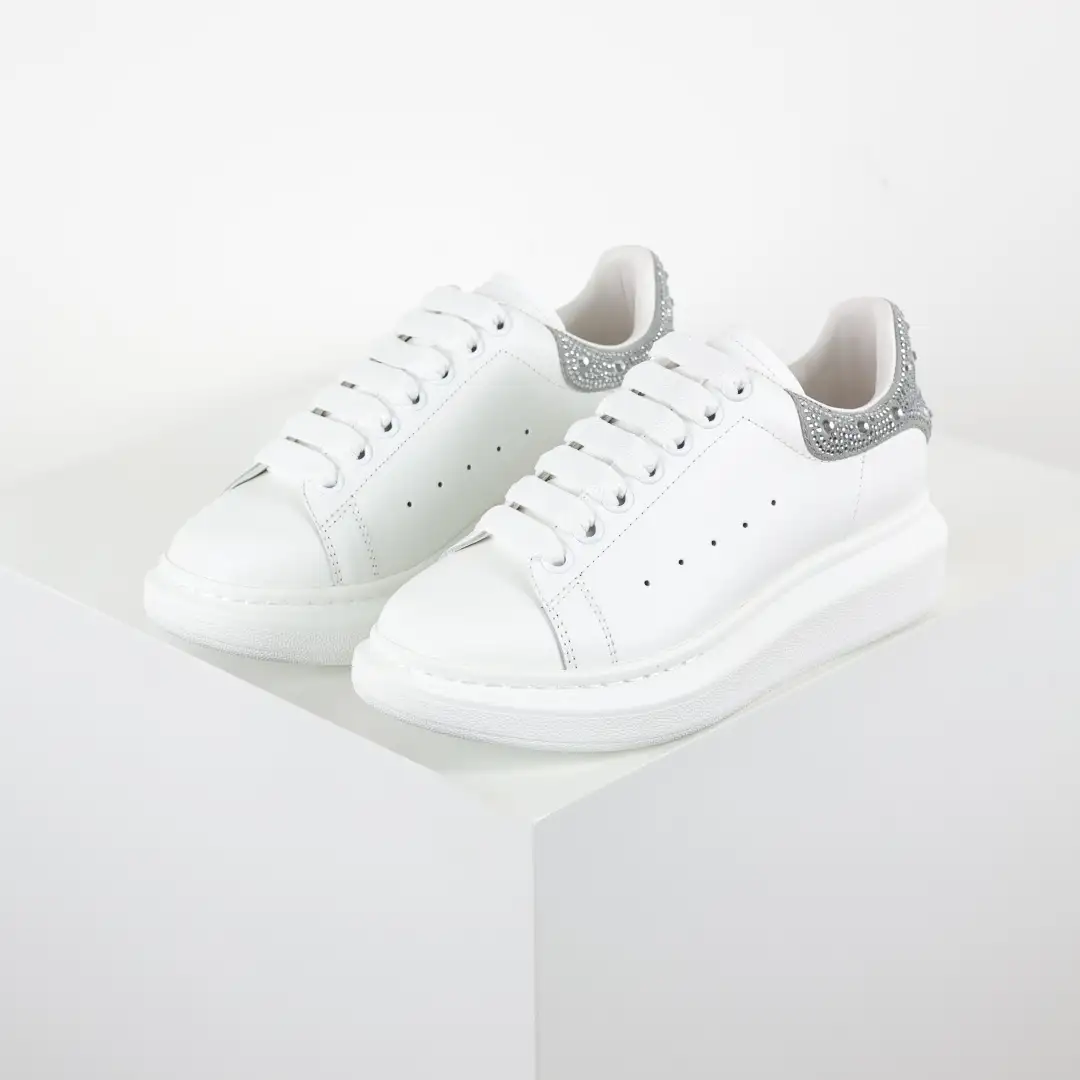 Alexander McQueen White/Silver Rhinestone Sneakers - Image 5