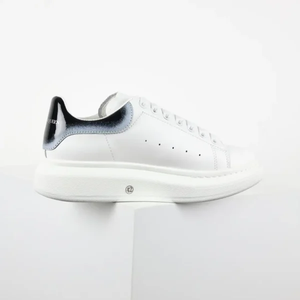 Alexander McQueen White/Black Glossy Heel Sneakers