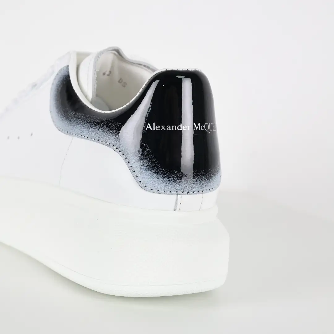 Alexander McQueen White/Black Glossy Heel Sneakers - Image 5