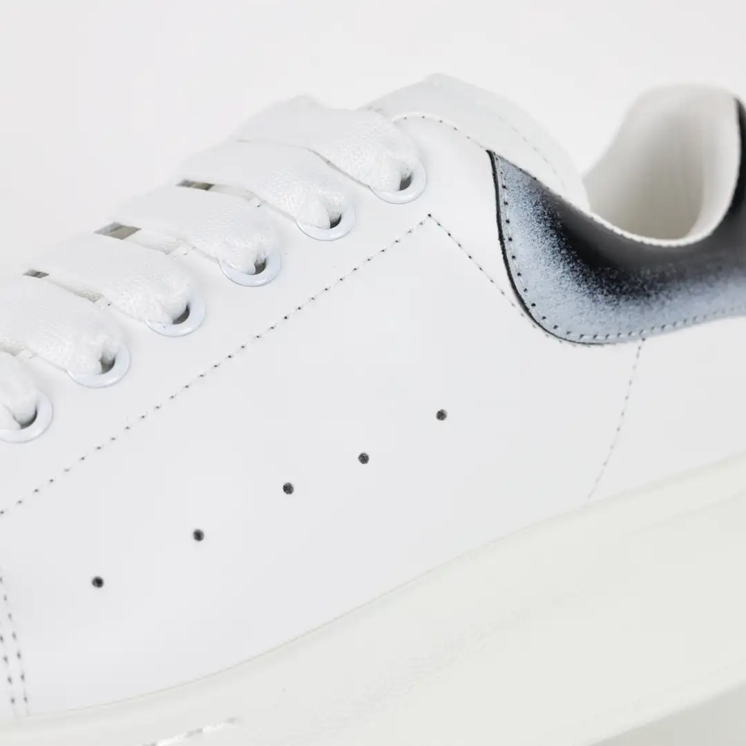 Alexander McQueen White/Black Glossy Heel Sneakers - Image 6