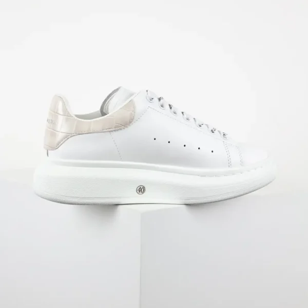Alexander McQueen White/Cream Croc-Embossed Sneakers