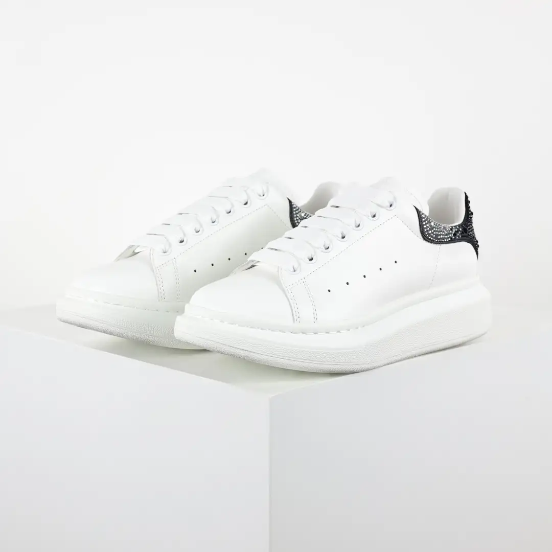 Alexander McQueen White/Black Rhinestone Sneakers - Image 3