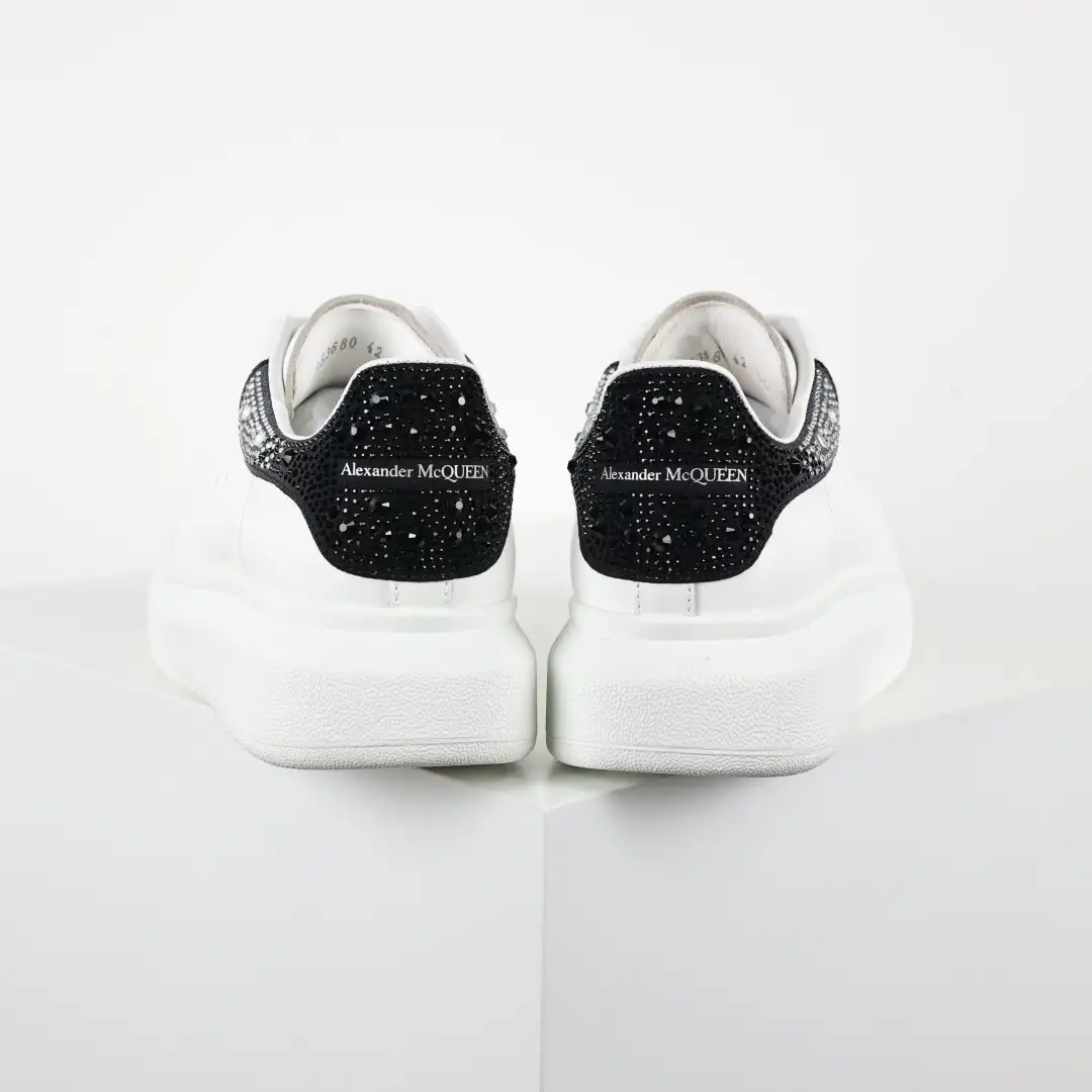 Alexander McQueen White/Black Rhinestone Sneakers - Image 9