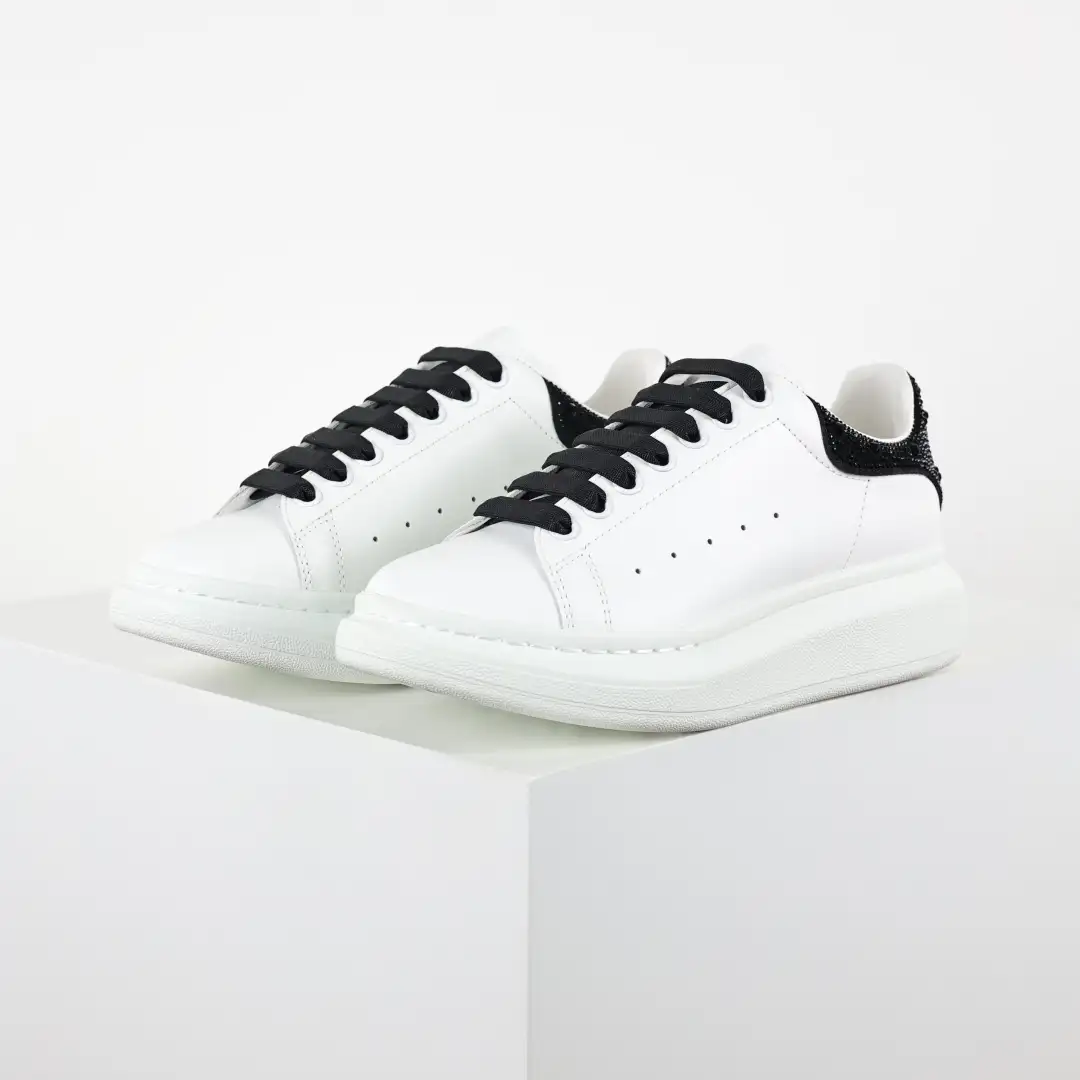 Alexander McQueen White/Black Rhinestone Sneakers - Image 8