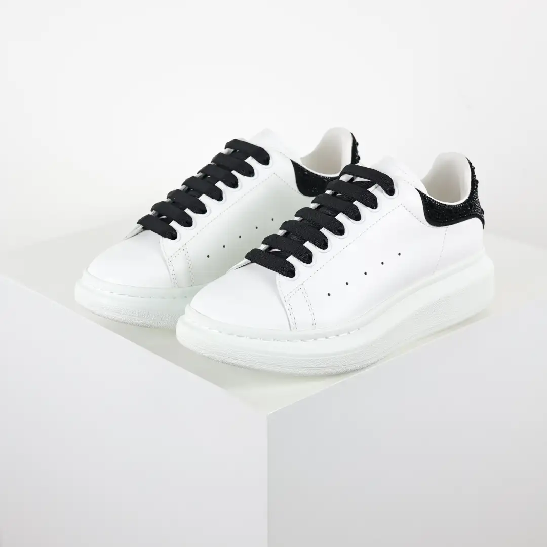 Alexander McQueen White/Black Rhinestone Sneakers - Image 9