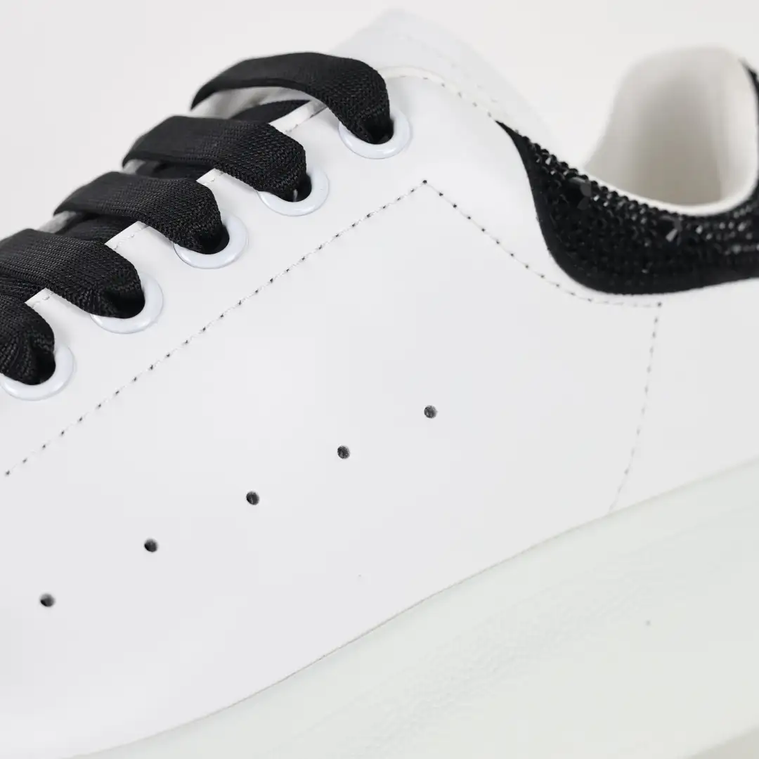 Alexander McQueen White/Black Rhinestone Sneakers - Image 2