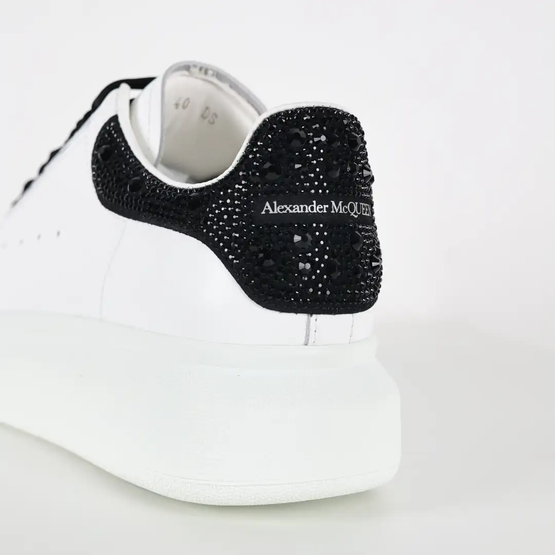 Alexander McQueen White/Black Rhinestone Sneakers - Image 3