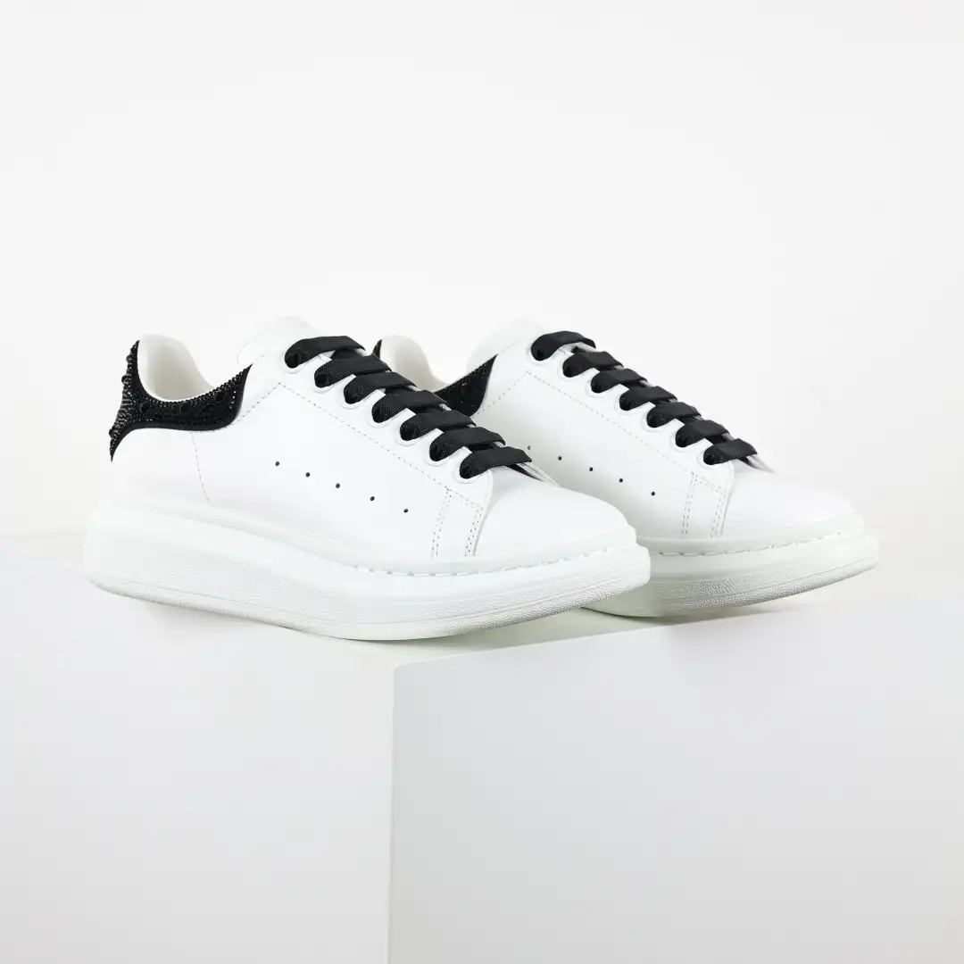 Alexander McQueen White/Black Rhinestone Sneakers - Image 4