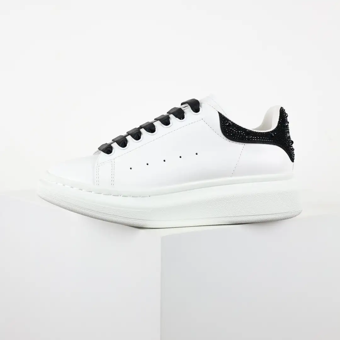 Alexander McQueen White/Black Rhinestone Sneakers - Image 7