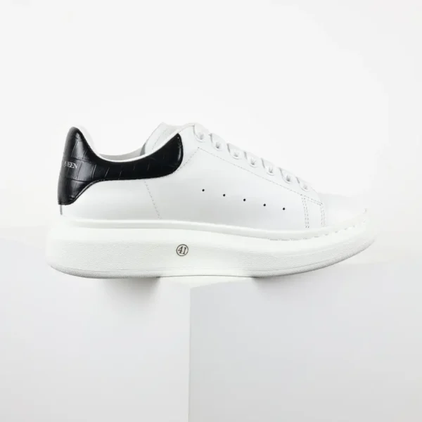 Alexander McQueen White/Black Croc-Embossed Sneakers