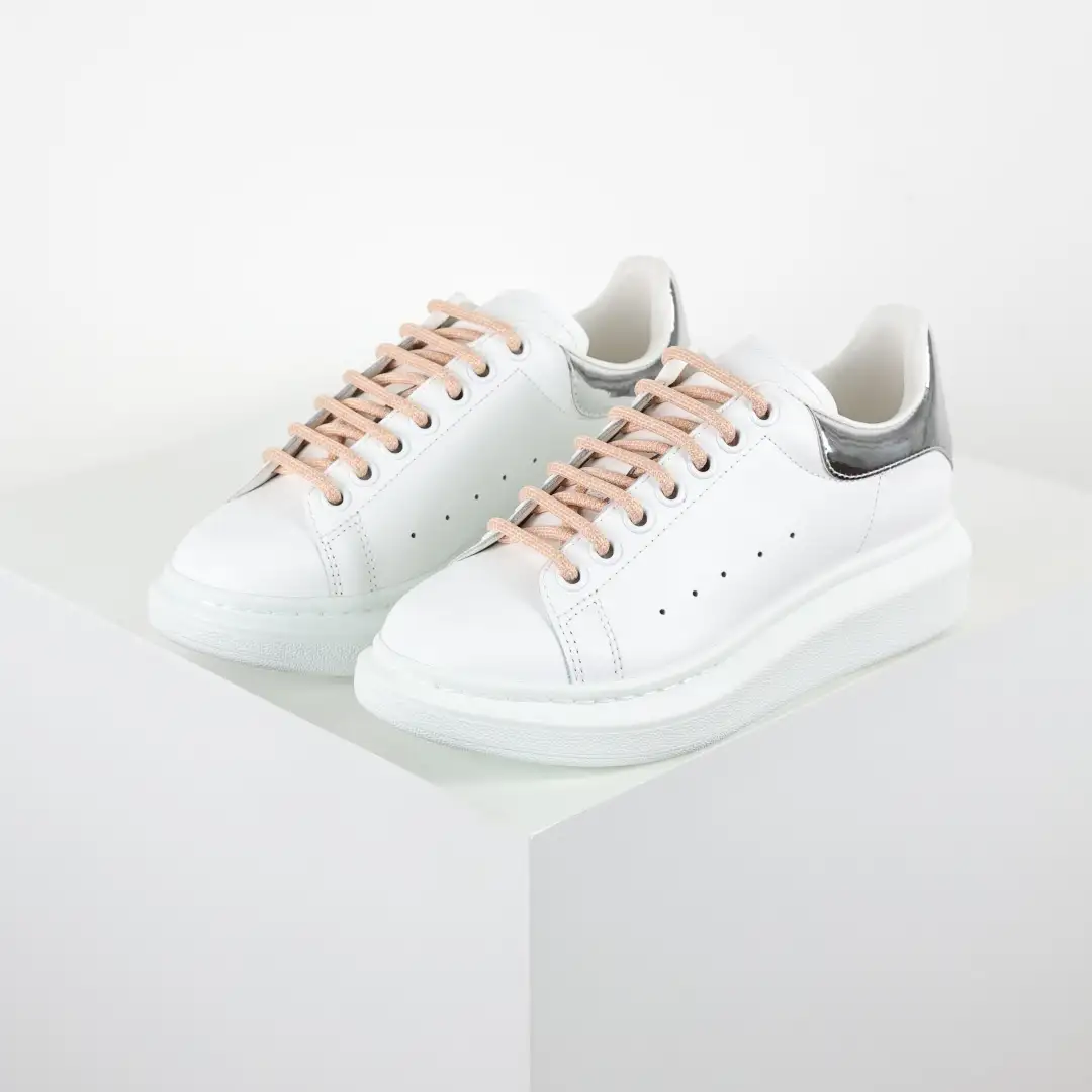 Alexander McQueen White/Glossy Silver Sneakers - Image 2