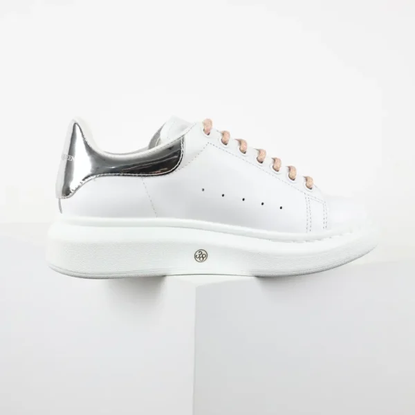 Alexander McQueen White/Glossy Silver Sneakers