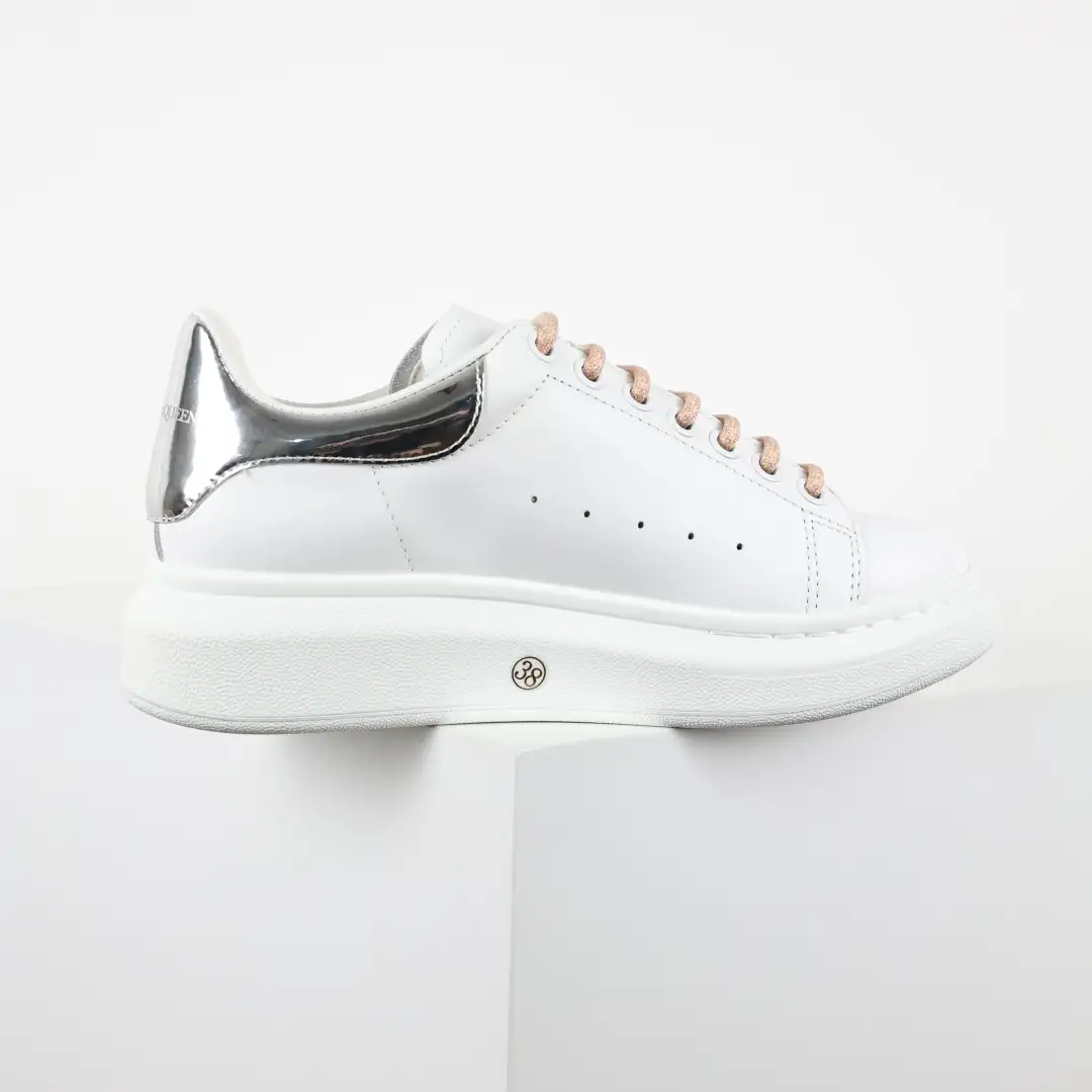 Alexander McQueen White/Glossy Silver Sneakers - Image 1