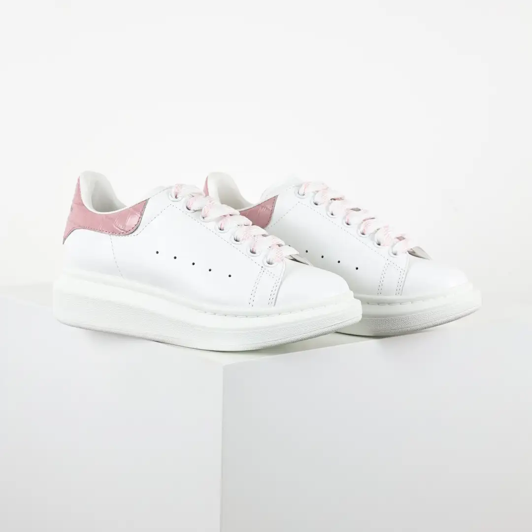 Alexander McQueen White/Crocodile Pink Sneakers - Image 8