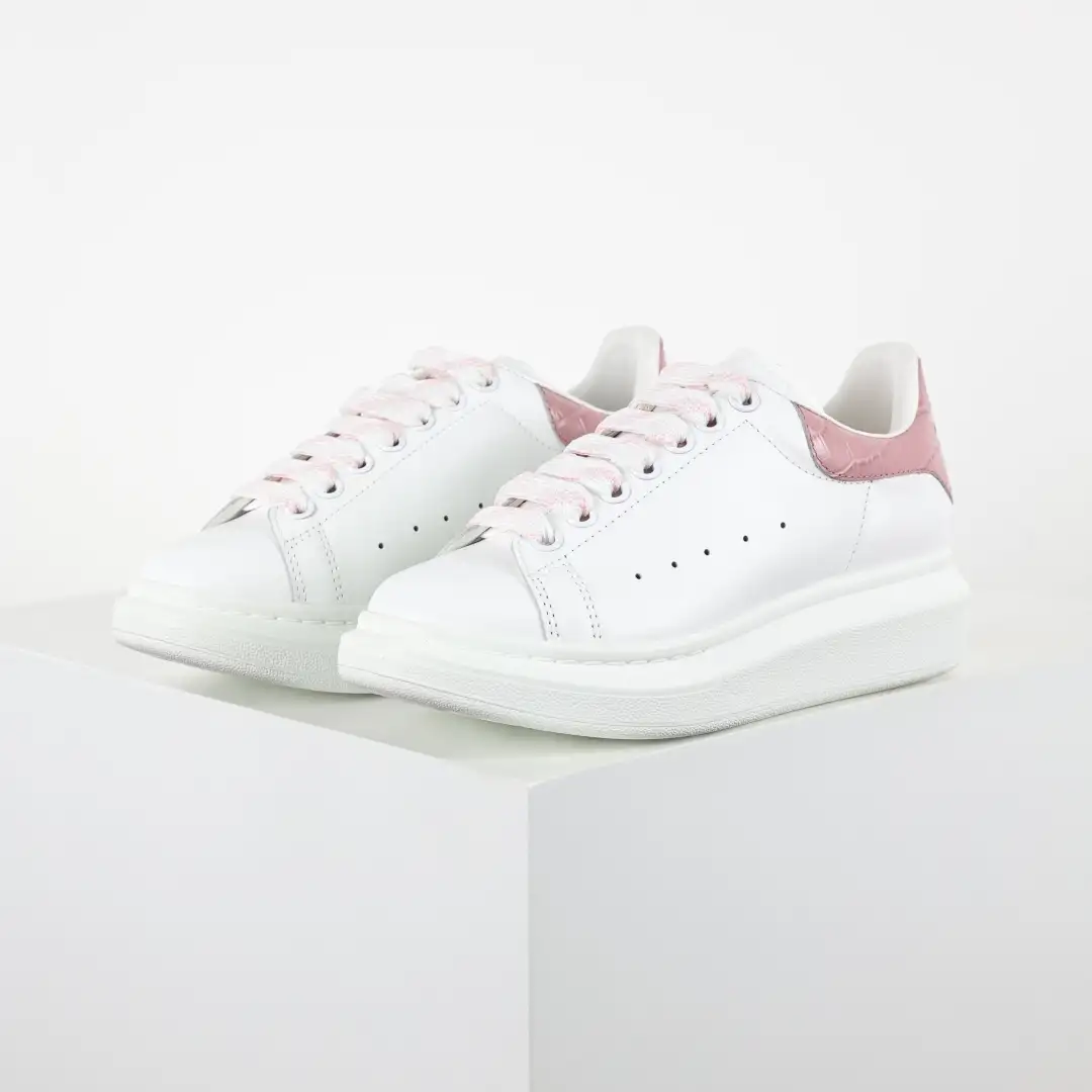 Alexander McQueen White/Crocodile Pink Sneakers - Image 2