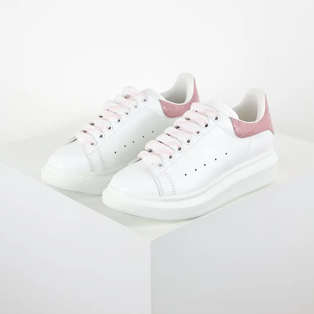 Alexander McQueen White/Crocodile Pink Sneakers - Image 3