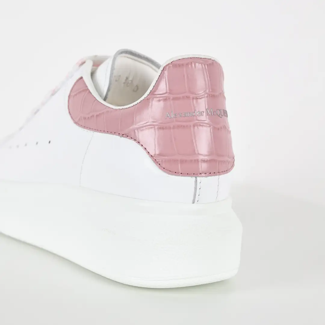 Alexander McQueen White/Crocodile Pink Sneakers - Image 4
