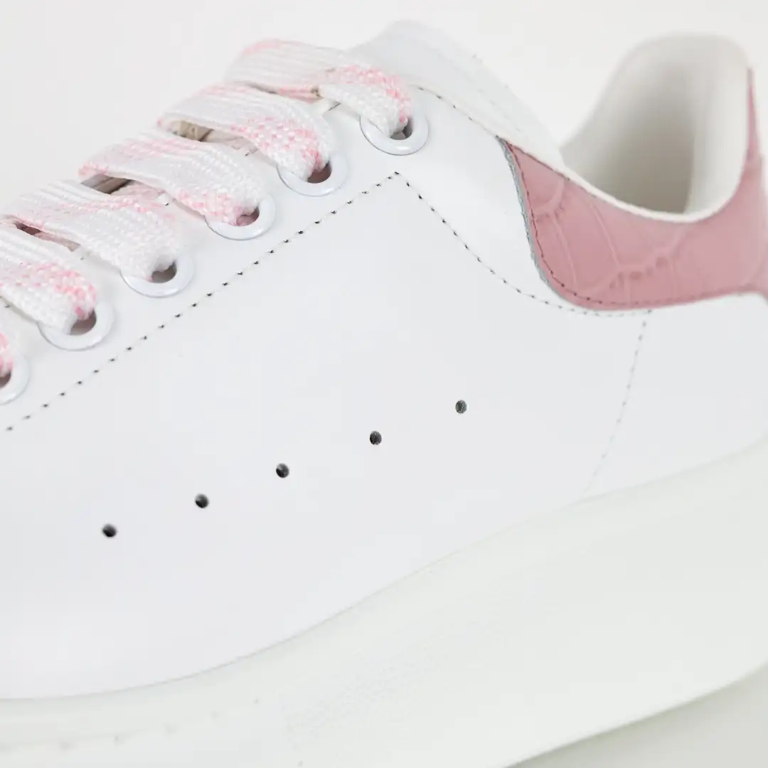 Alexander McQueen White/Crocodile Pink Sneakers - Image 5