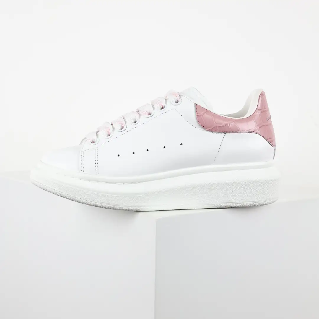 Alexander McQueen White/Crocodile Pink Sneakers - Image 6