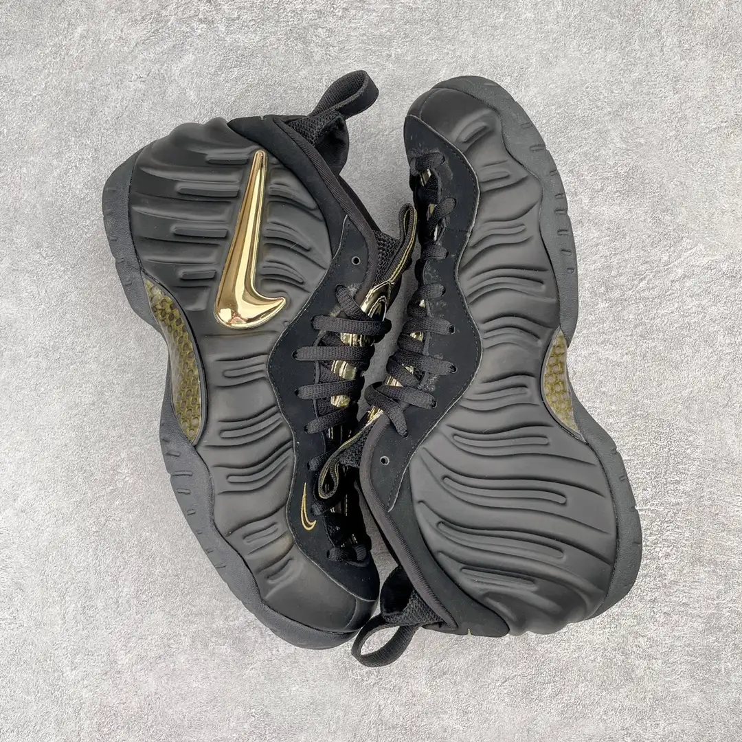 Nike Black Gold Foamposite Pro Sneakers - Image 5