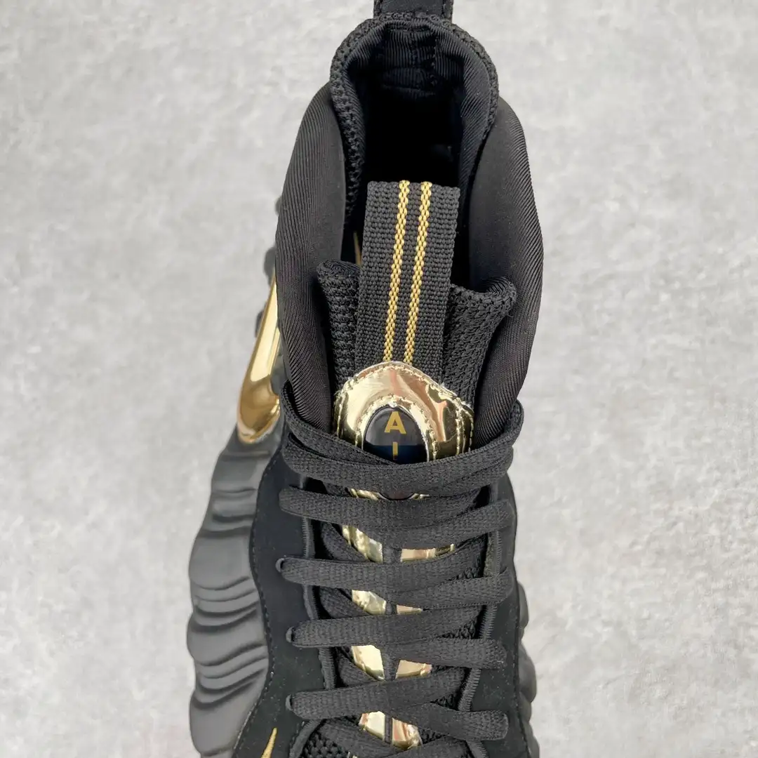 Nike Black Gold Foamposite Pro Sneakers - Image 6