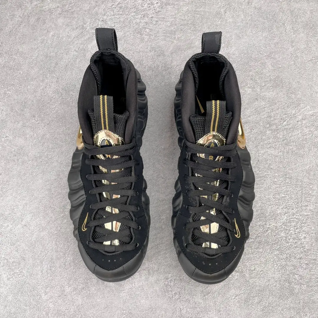 Nike Black Gold Foamposite Pro Sneakers - Image 7