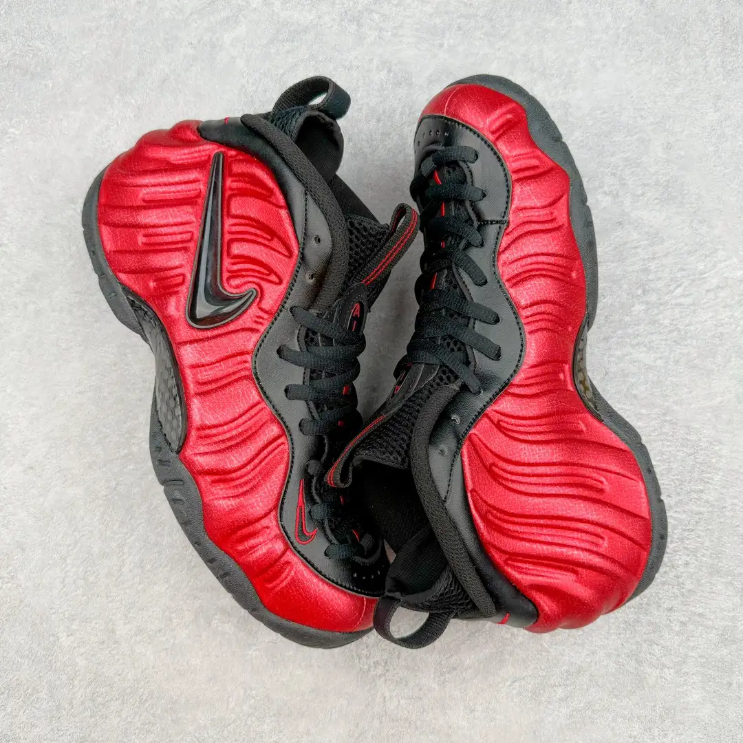 Nike Black Red Crackle Foamposite Pro Sneakers - Image 2