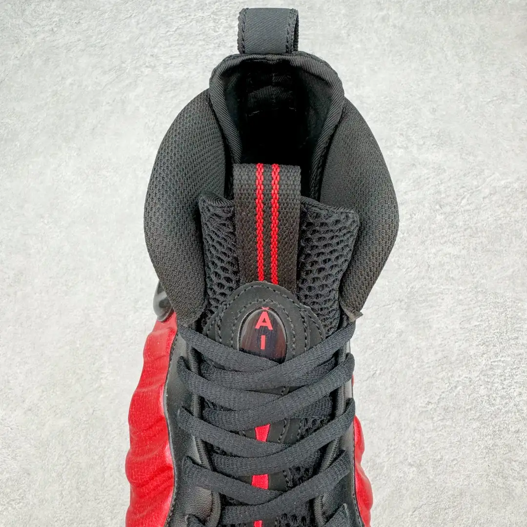 Nike Black Red Crackle Foamposite Pro Sneakers - Image 4