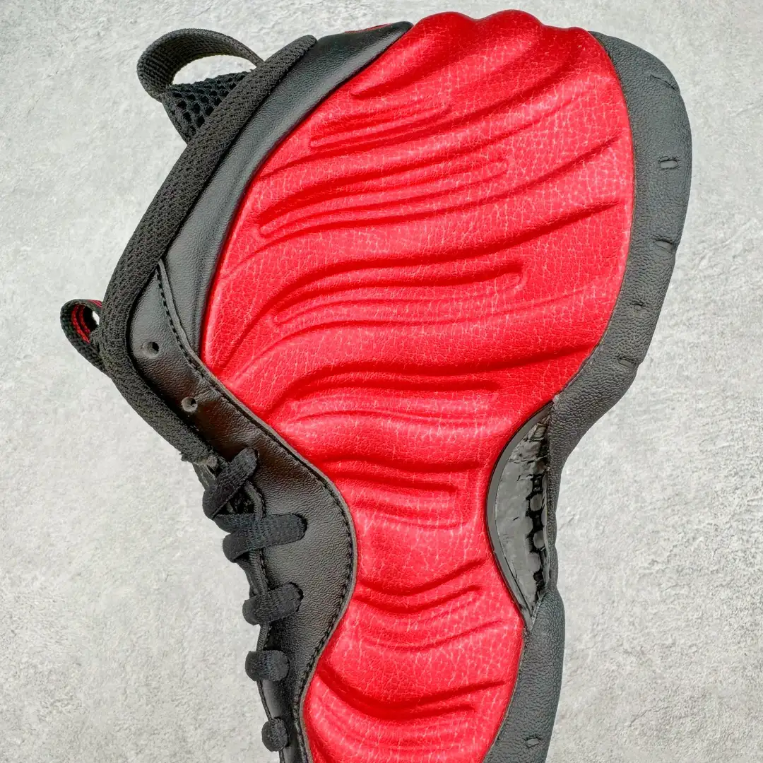 Nike Black Red Crackle Foamposite Pro Sneakers - Image 5