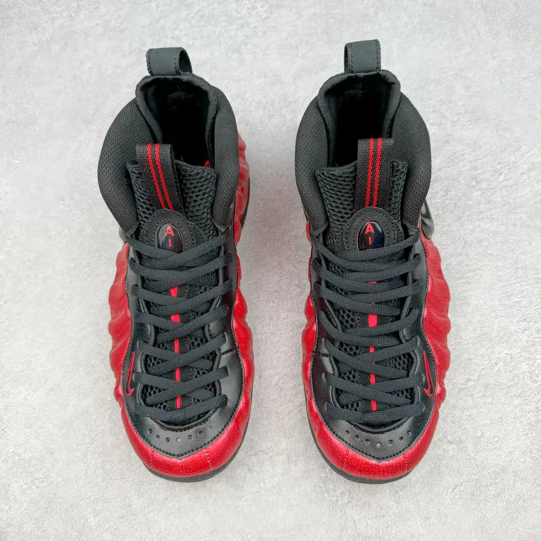 Nike Black Red Crackle Foamposite Pro Sneakers - Image 7