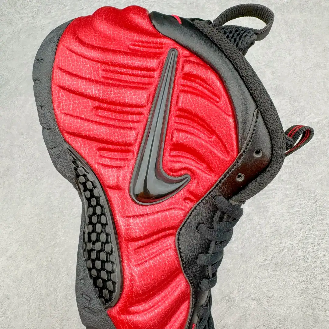 Nike Black Red Crackle Foamposite Pro Sneakers - Image 8