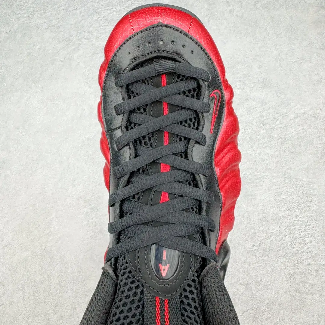 Nike Black Red Crackle Foamposite Pro Sneakers - Image 9